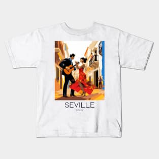 A Pop Art Travel Print of Seville - Spain Kids T-Shirt